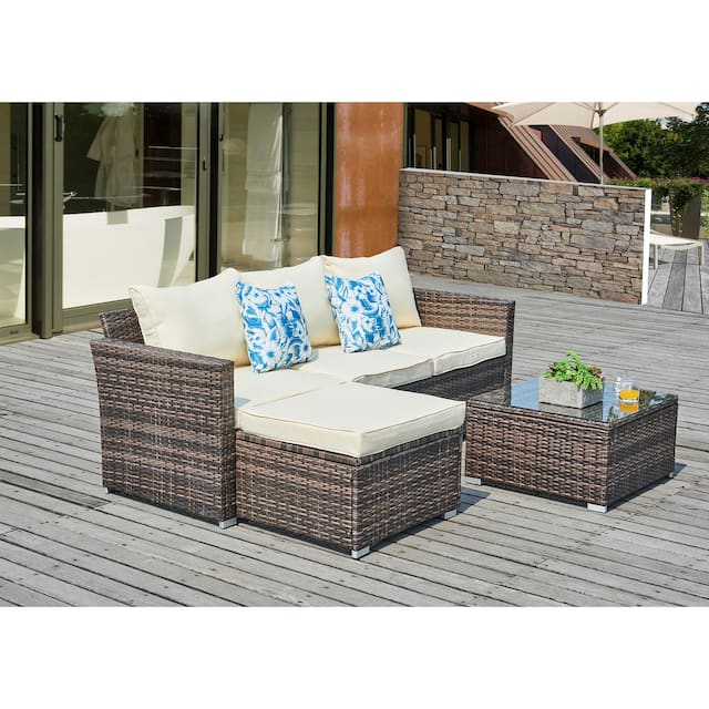 Resin Wicker Outdoor 3-piece Sectional Sofa
