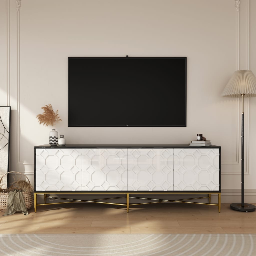 Clihome Modern Four-door TV cabinet with Press Design
