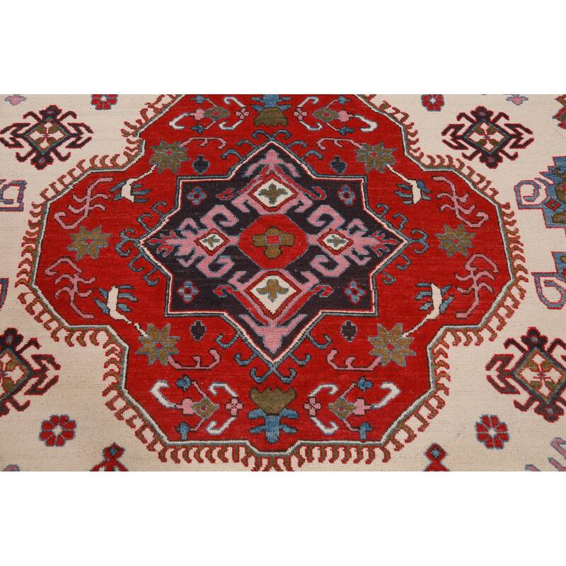 Hand Knotted Oriental 100% Wool Carpet Traditional Medallion Beige & Ivories Kazak Area Rug - 11' 7'' X 8' 7''