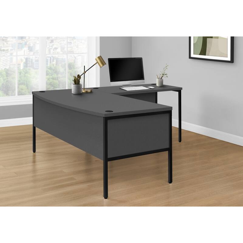48-Inch Modern Computer Desk with Scratch-Resistant Grey Laminate Top and Cable Management for Home or Office