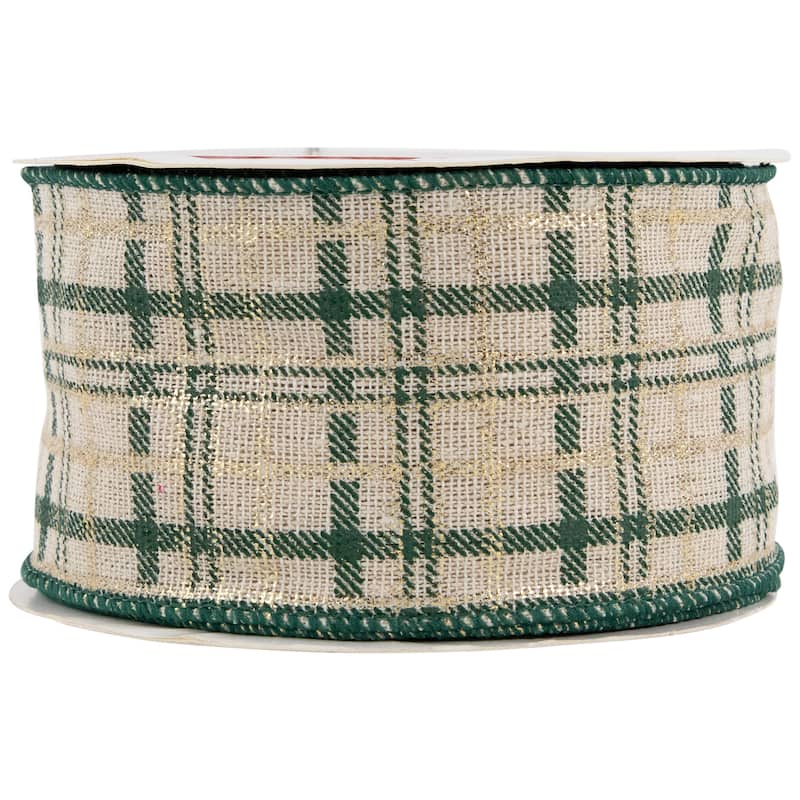 Plaid Wired Craft Christmas Ribbon 2.5" x 10 Yards - 2.5" x 10
