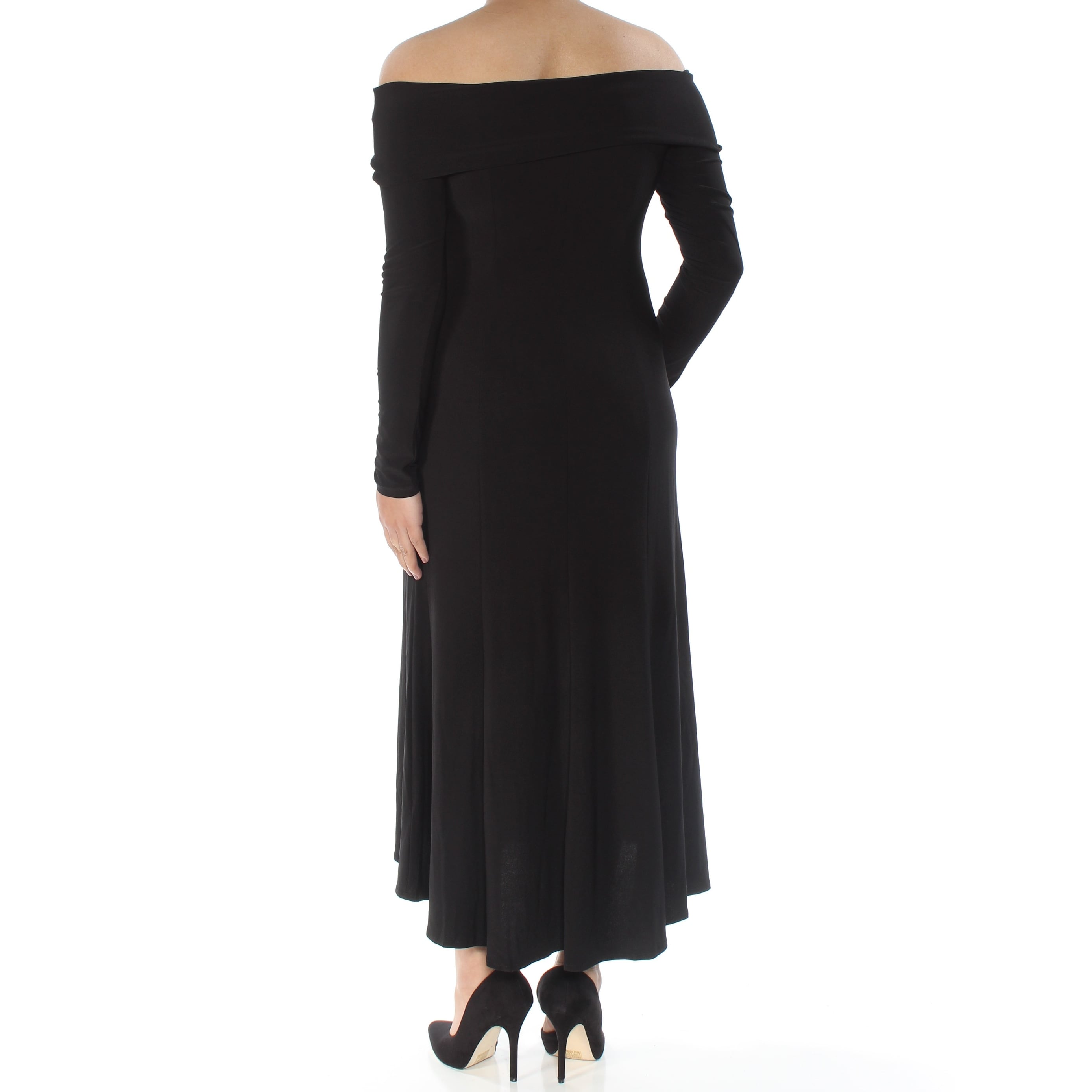 Shop American Living Womens Black Long Sleeve Off Shoulder Maxi Hi
