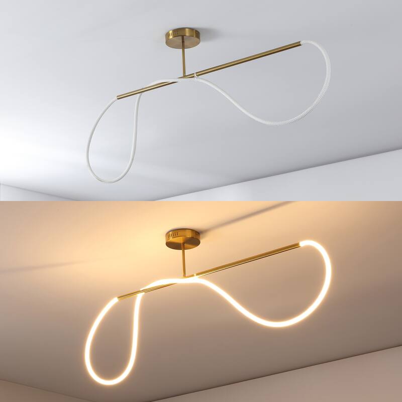 Lisette Contemporary Minimalist 360 Adjustable Silicone Neon Rope Dimmable Linear Integrated LED Flush Mount, by JONATHAN Y