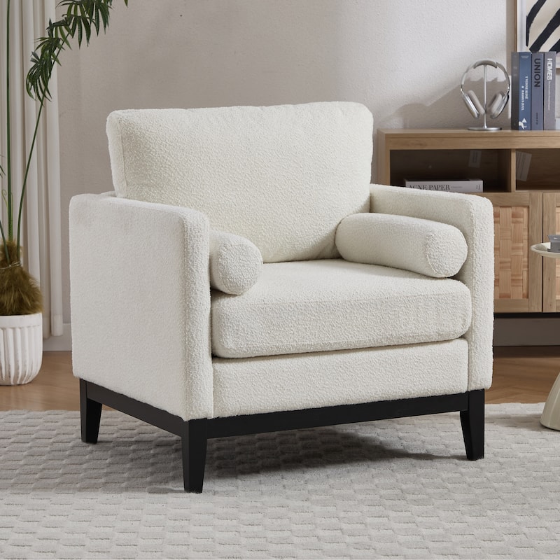 35.4"W Modern Reading Chair Set of 2,Upholstered Accent Chair with Pillows and Wood Legs