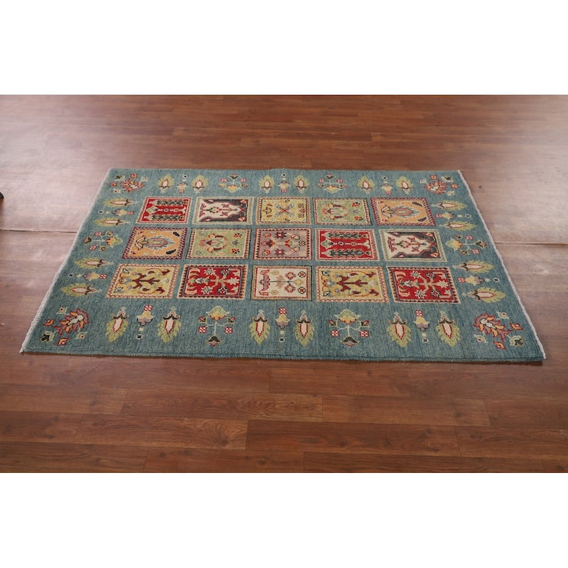 Garden Design Blue Kazak Accent Rug Handmade Wool Carpet - 3'4" x 5'3"
