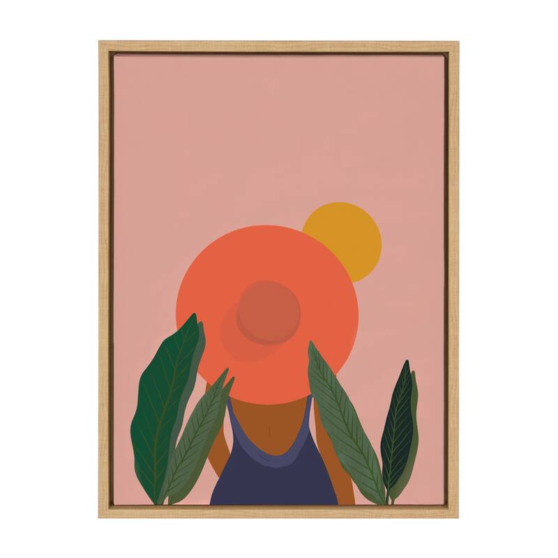 Kate and Laurel Sylvie Tropical Girl Framed Canvas by Oris Eddu - 18x24 - Plastic - Natural