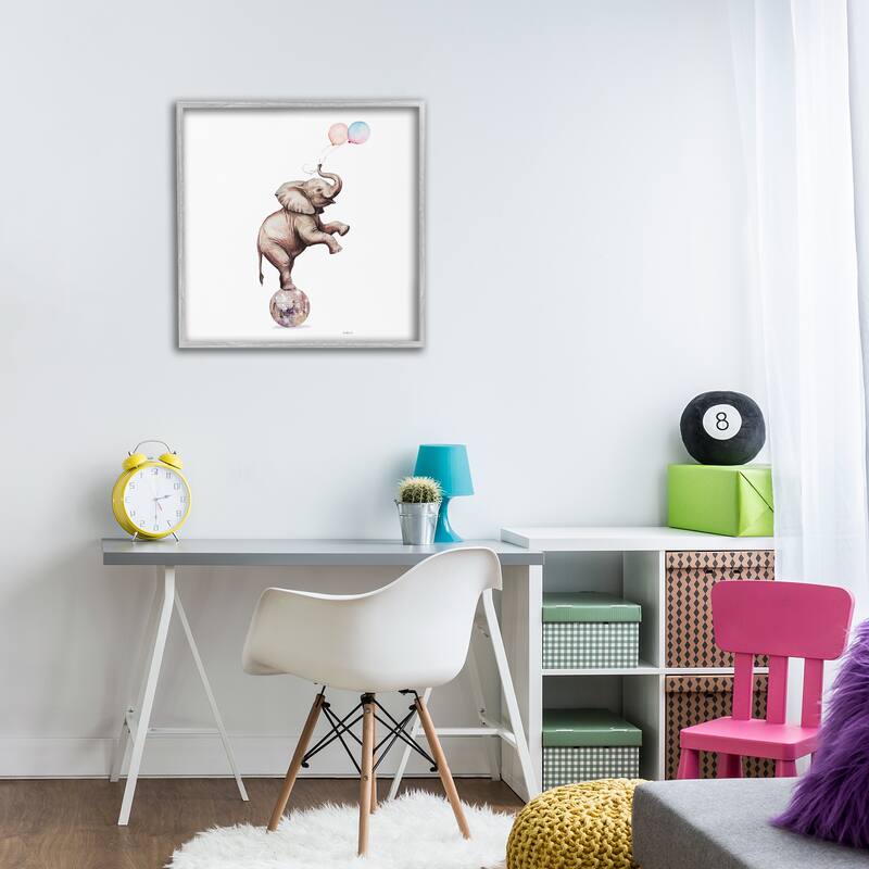 Stupell Elephant & Balloons Disco Framed Giclee Art Design By Amanda Greenwood