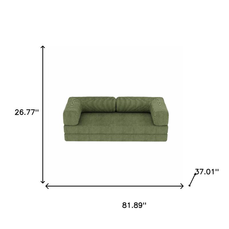 HomeRoots 82" Green Corduroy Modular Stainless Steel Sofa