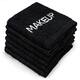 Kaufman Makeup Removal Black Towels. Embroidery Towel, Size 13"x 13" - 6-PK