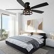 preview thumbnail 5 of 12, Bella Depot 52" Black Industrial Flush Mount Ceiling Fan with Light and Remote 6-speed Reversible DC Motor Low Profile Fan