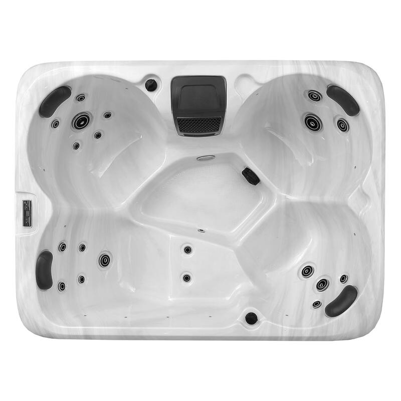 4-Person 20-Jet Premium Acrylic Lounger Spa Standard Hot Tub with Bluetooth Sound System and two-step ladder