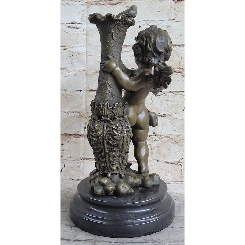 12 Inches Auguste Moreau Cherub Angel Bronze Sculpture Statue Decoration