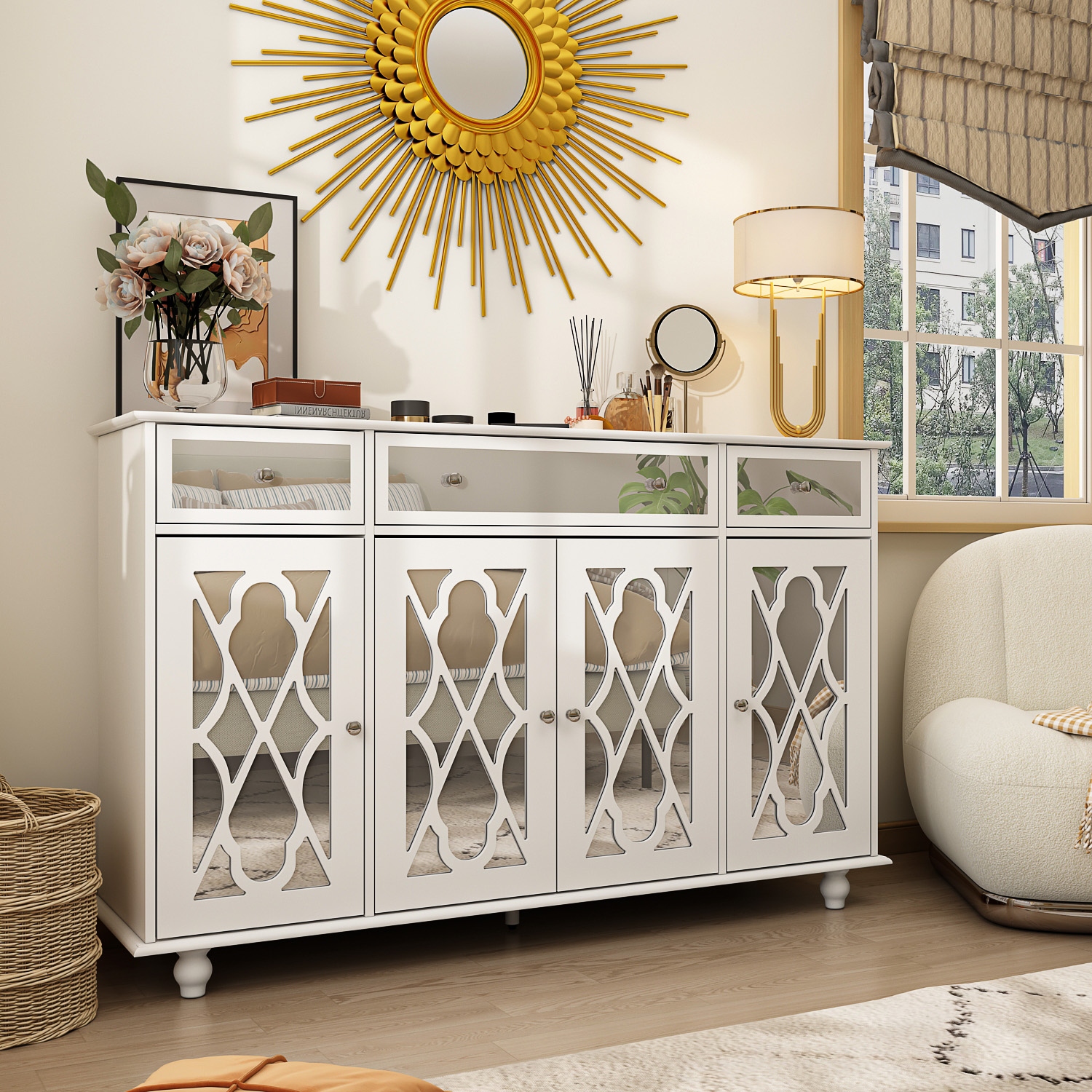 Contemporary mirrored deals sideboard