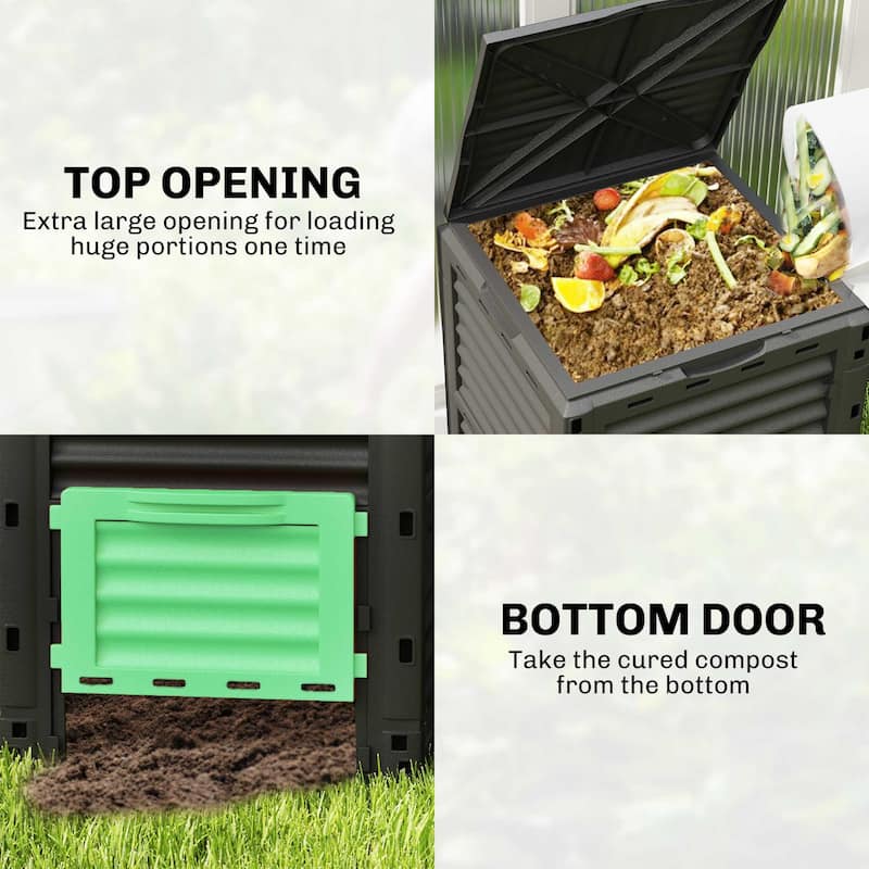 Outsunny Garden Compost Bin 80 Gallon Outdoor Large Capacity Composter Fast Create Fertile Soil Aerating Box