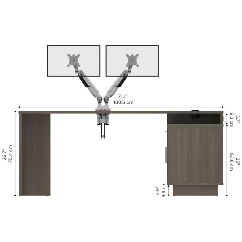 BESTAR Equinox 72W L-Shaped Desk with Monitor Arms