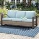 preview thumbnail 24 of 29, Cozywor Wicker Outdoor Patio Sofa Steel Frame with Beige Cushions