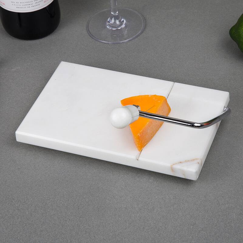 Creative Home Natural Off-White Marble 5" x 8" Cheese Slicer Butter Cutter