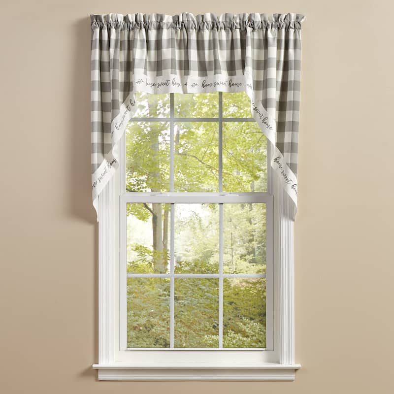 Park Designs Buffalo Check Home Lined Dove Swags 72" x 36" - 72" X 36"