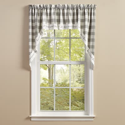 Park Designs Buffalo Check Home Lined Dove Swags 72" x 36" - 72" X 36"