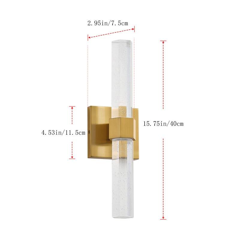 Modern LED Light Brass Crystal Wall Sconce for Hallway or Bathroom Vanity