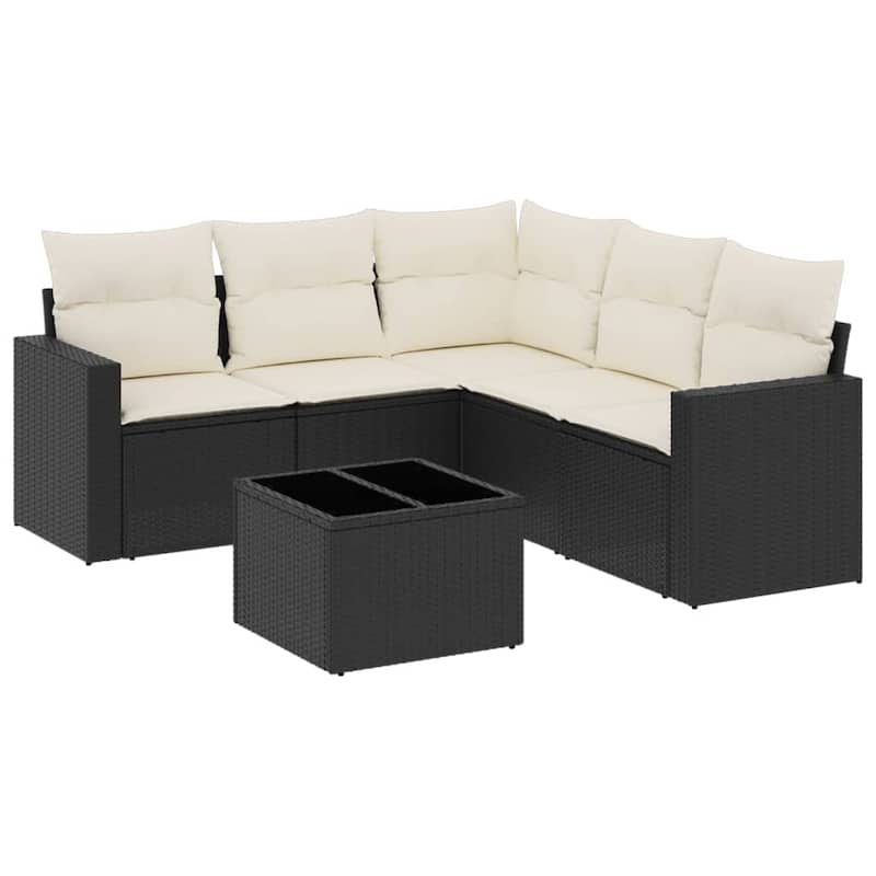 vidaXL Garden Sofa Set Black and Cream - 21.7 x 21.7 x 14.6
