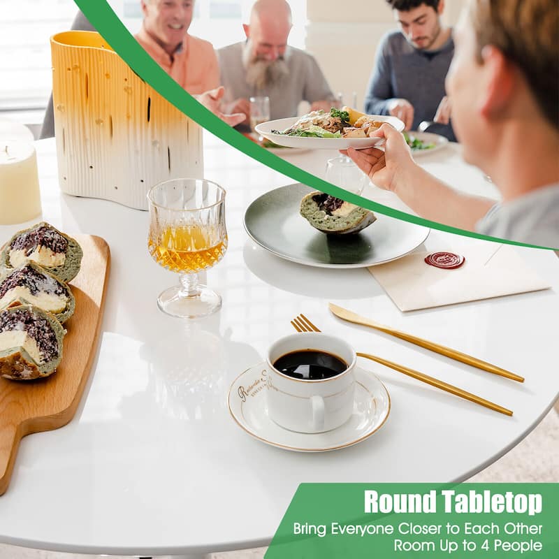 Gymax 32'' Modern Tulip Kitchen Table Round Dining Table w/ MDF Top &