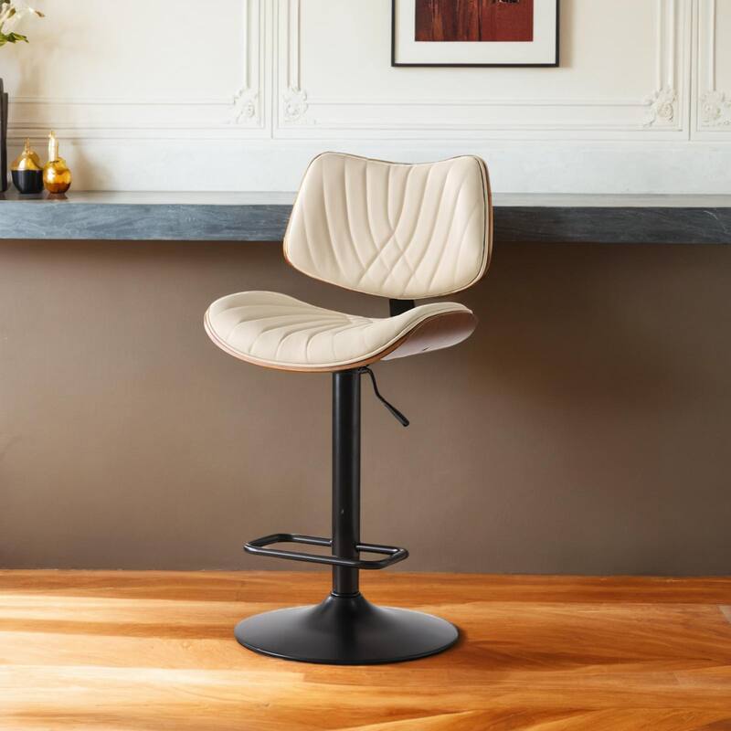 Height Black Leather Upholstered 360°Swivel Bar Chairs for Kitchen Island/Dining Room/Cafe, 1 chair/1carton