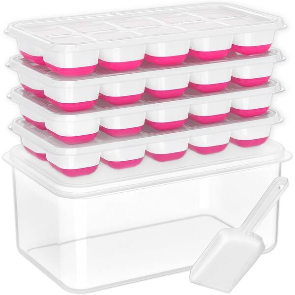 4 Pack Silicone Plastic Ice Cubes Trays for Freezer with Box - Bed Bath & Beyond - 42695094