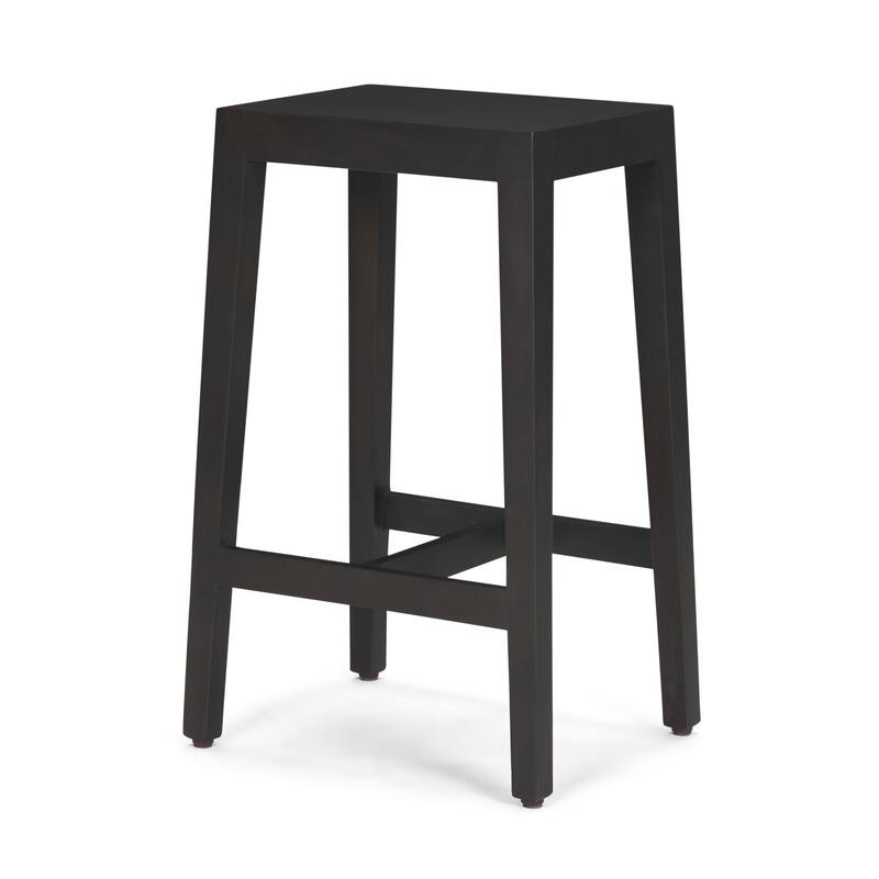 Colony Light Brown Solid Wood Counter Stool - 16.0L x 13.0W x 25.0H - Black
