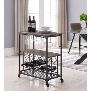 Antonia Kitchen Serving Cart Bar Buffet with Wine Rack & Glass Holder ...