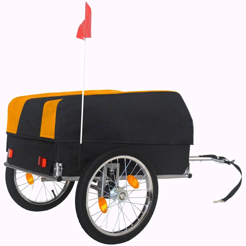 Heavy-Duty Bike Cargo Trailer with Removable Waterproof Cover - 88 lbs Capacity, 16" All-Terrain Wheels