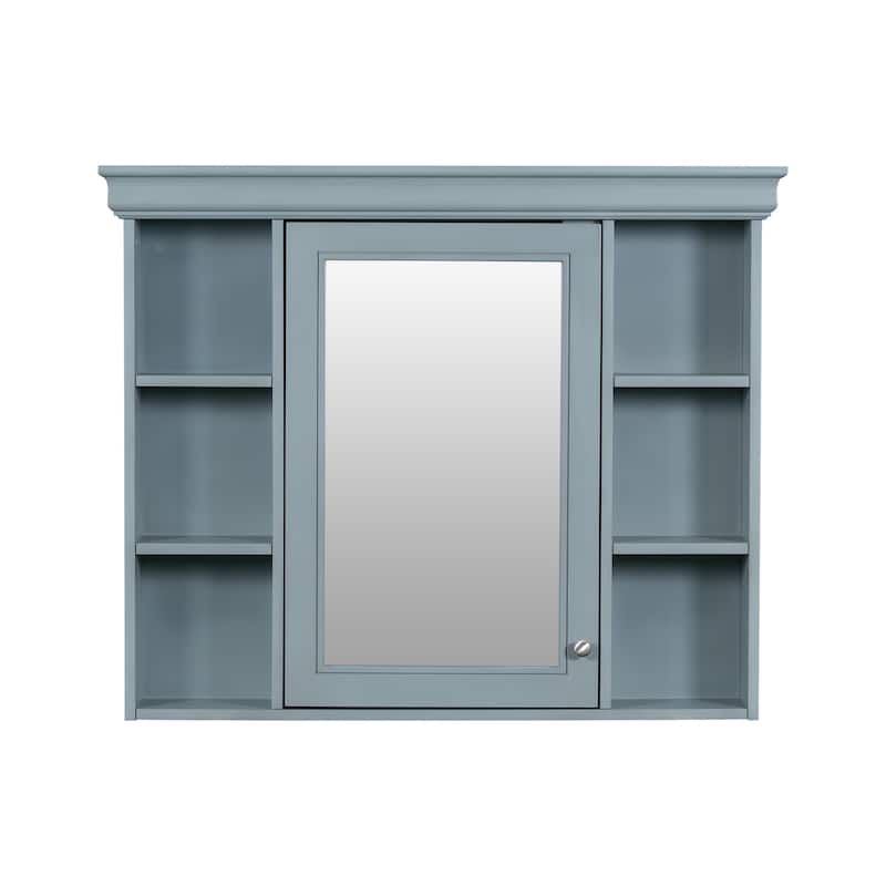 Wall Mounted Bathroom Storage Cabinet with Mirror Door, 5 Adjustable Shelves, and Towel Rod