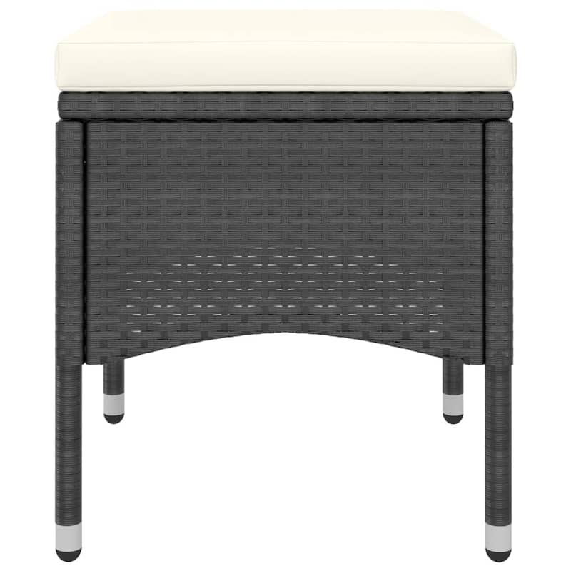 vidaXL Garden Dining Set Black, Cream White Poly Rattan Medium - 31.5 x 31.5 x 29.5