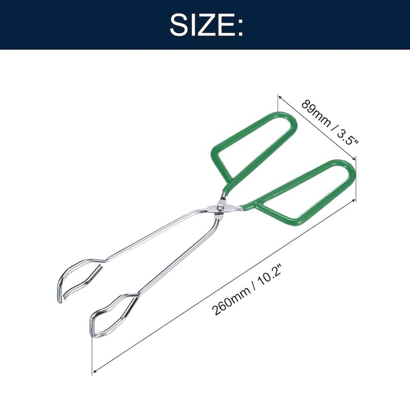 2Pcs Cooking Scissor Tongs, 10" Kitchen Tongs with Comfort Grip Green Handle - Silver & Green - Silver & Green