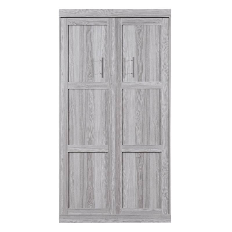 Roomfitters Twin/Full Murphy Bed with Foldable Cabinet Design and Compact Wall-Mounted Frame, Grey