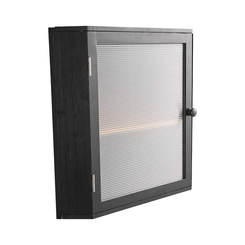 Black Wicker Wood Corner Bread Box with Double Layer Adjustable Shelves and Acrylic Door - 12.60” x 12.60” x 16.73”