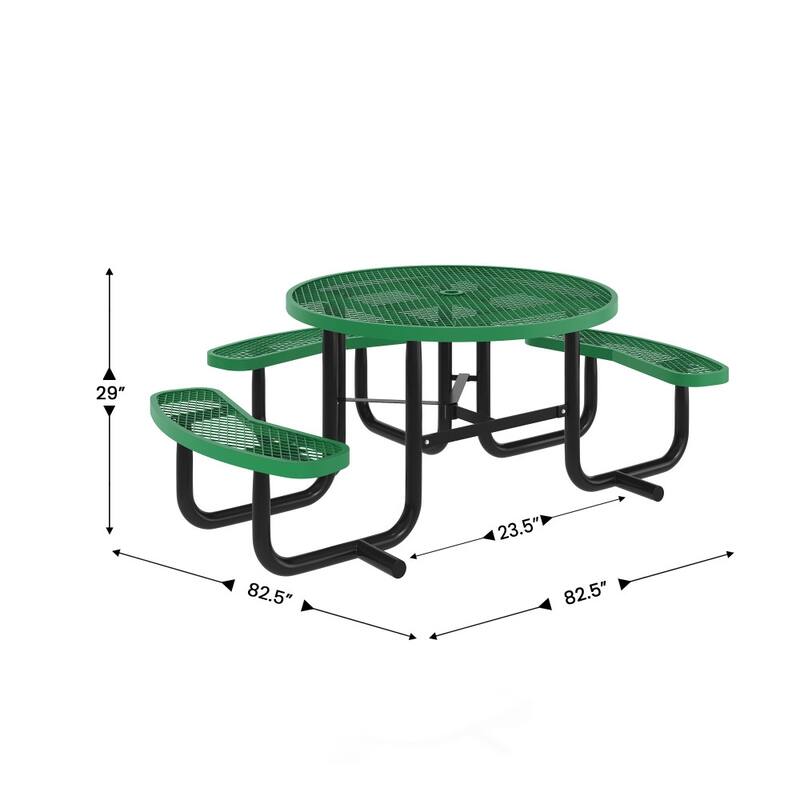 46" Round Wheelchair Accessible Metal Picnic Table with Ground Anchors - 82.5"W x 82.5"D x 29"H