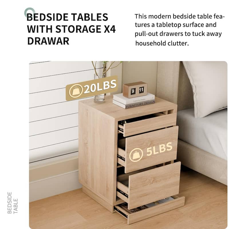 Smart NFC-Locked Nightstand, Entryway Storage Cabinet with Hidden Drawer,Wood-Grain