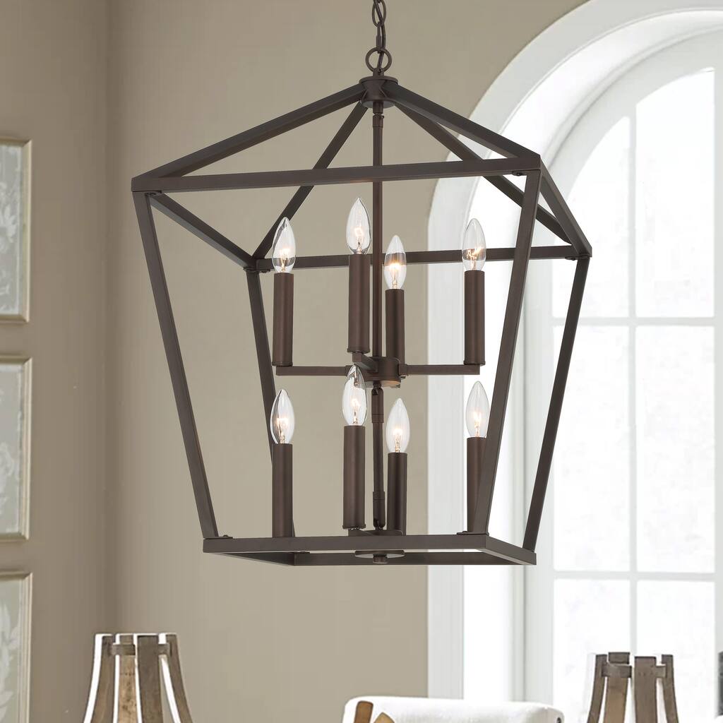 8 - Light Lantern Geometric Chandelier - 19.69"D*19.69"W*26.46"H
