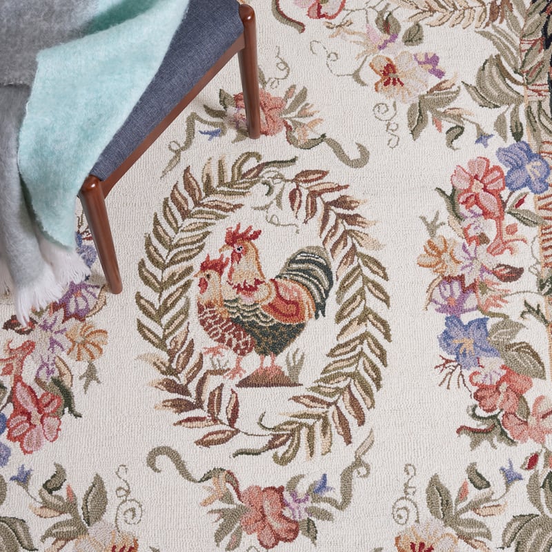 SAFAVIEH Handmade Chelsea Asmaa French Country Rooster Wool Rug