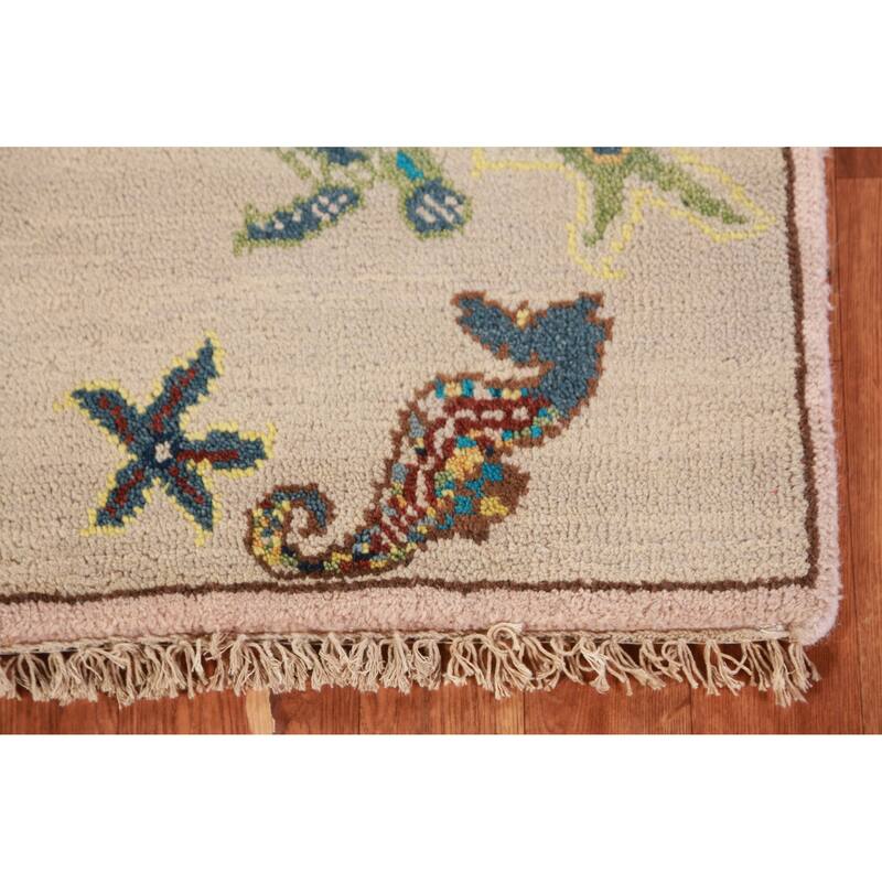 Animals Design Art Deco Oriental Foyer Rug Handmade Wool Carpet - 2'0" x 3'0"