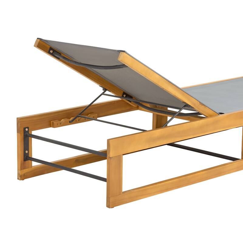 Emile Outdoor Mesh and Wood Chaise Lounge by Christopher Knight Home