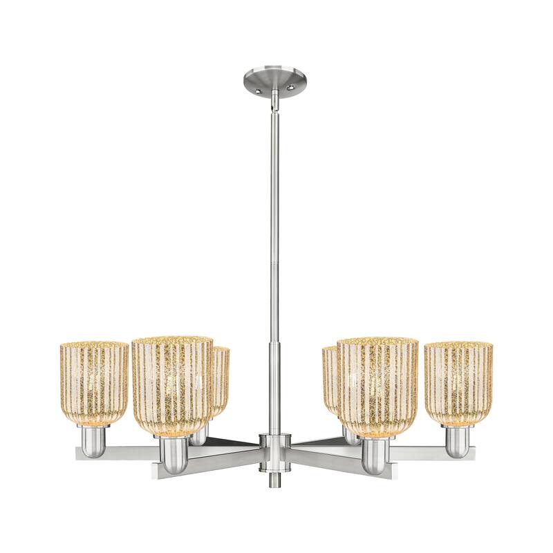Innovations LightingDowntown Urban - Bridal Veil - 6 Light 35" Stem Hung Chandelier - Mercury/Satin Nickel