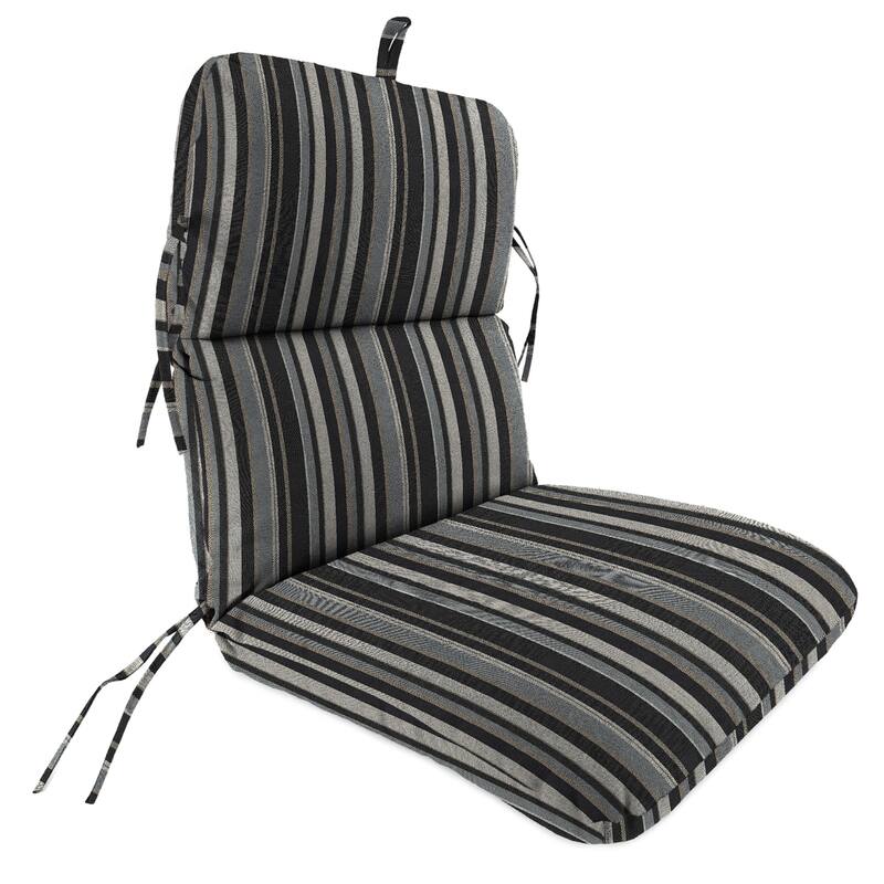22" x 45" Outdoor Chair Cushion with Ties and Loop - 45'' L x 22'' W x 5'' H - Gray and Black Stripe