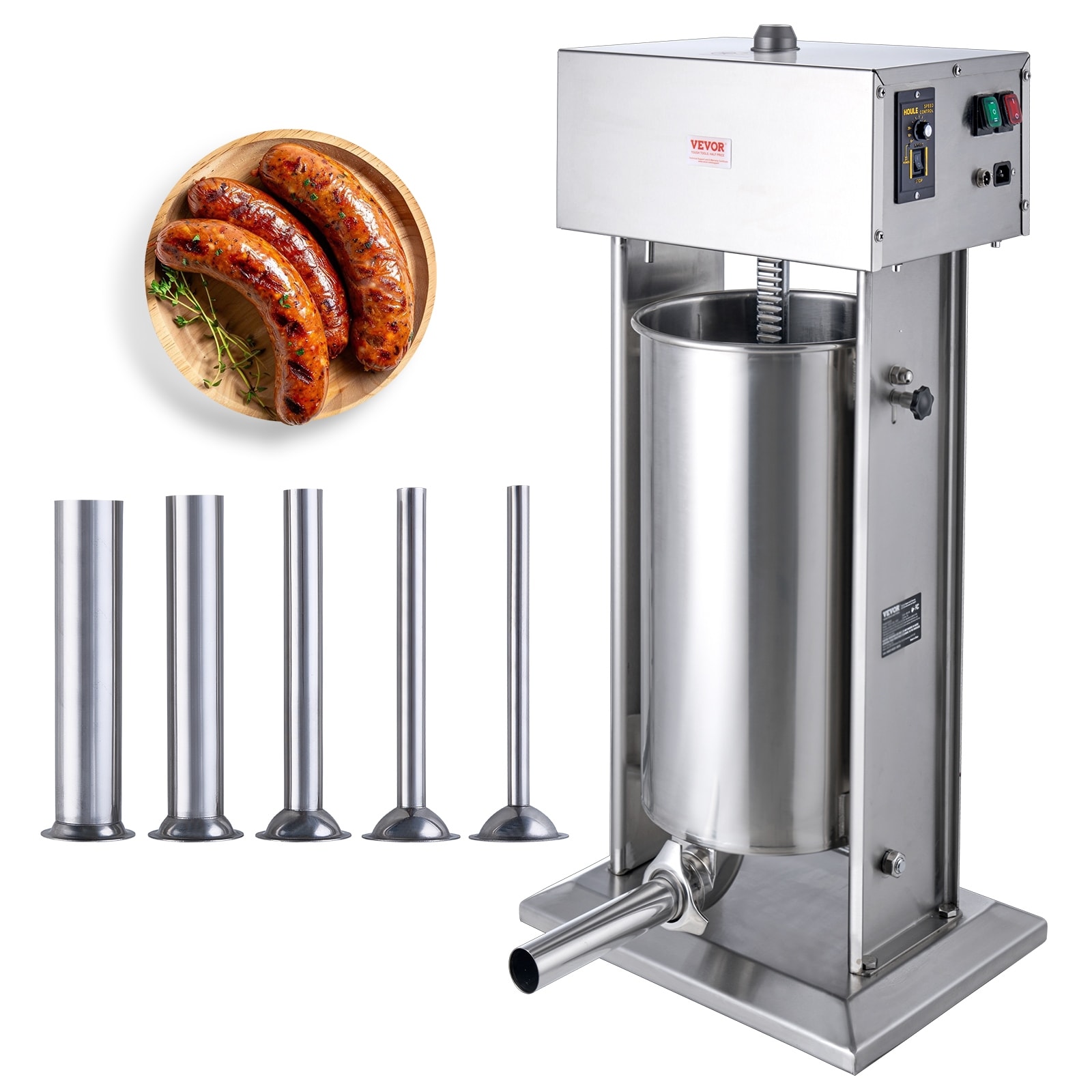 VEVOR Electric Sausage Stuffer Vertical Meat Stuffer, Stepless Speed Control and Foot Pedal, for Home, Commercial