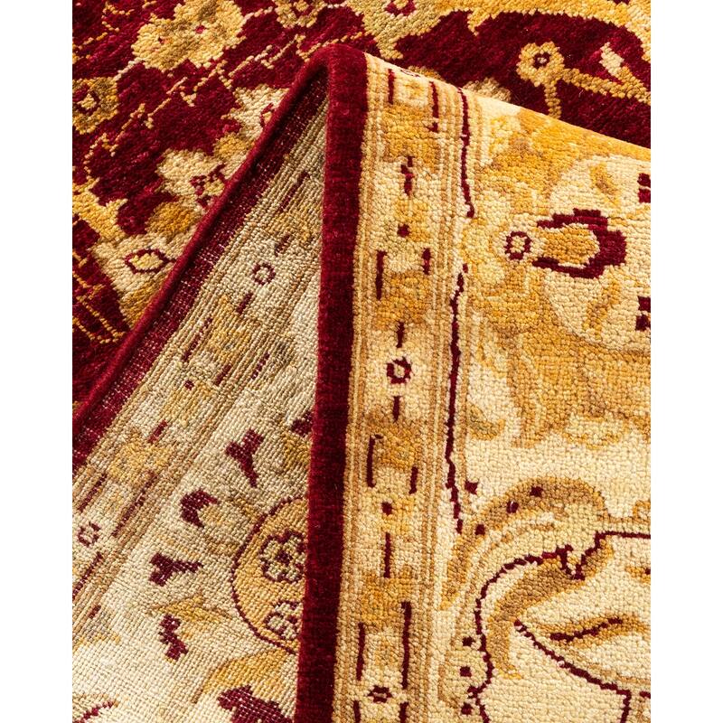 Overton Hand Knotted Wool Contemporary Oriental Red Area Rug - 5' x 8'