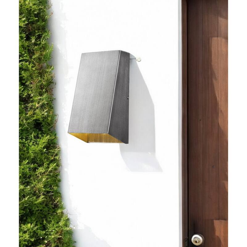 Modern Geometric Wall Sconce for Indoor or Outdoor Lighting - 4.25” x 5” x 9.75” - Silver
