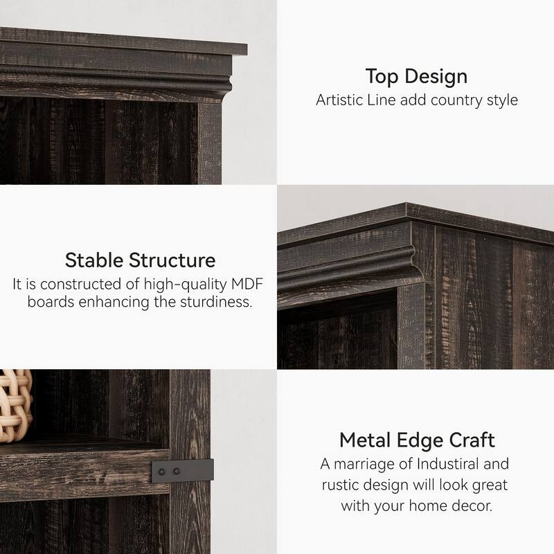 Farmhouse 5-Tier Bookcase for Home Office/Living Room