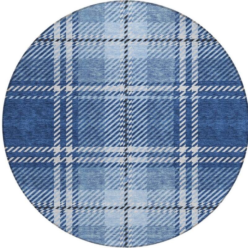 HomeRoots Plaid Transitional Rectangle Outdoor Rug