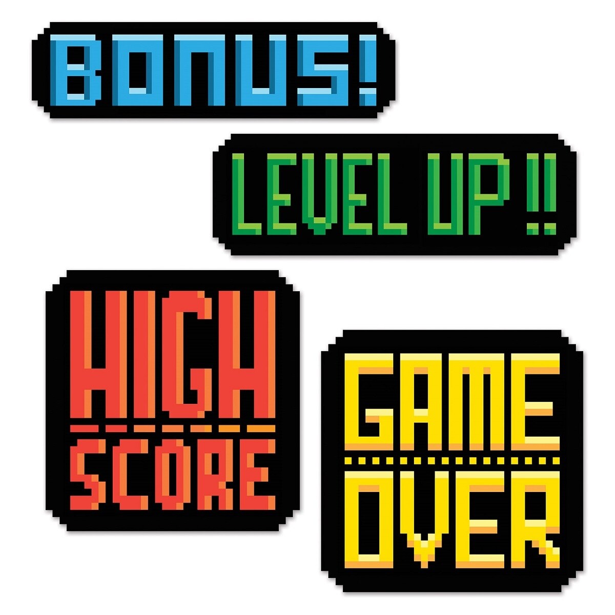 Shop Club Pack Of 48 8 Bit Action Sign Cutout Party Decorations